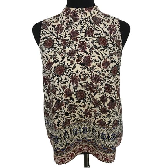 New ~ MONTEAU ~ Floral High Neck Tank Top~ Sz Med - Picture 1 of 4